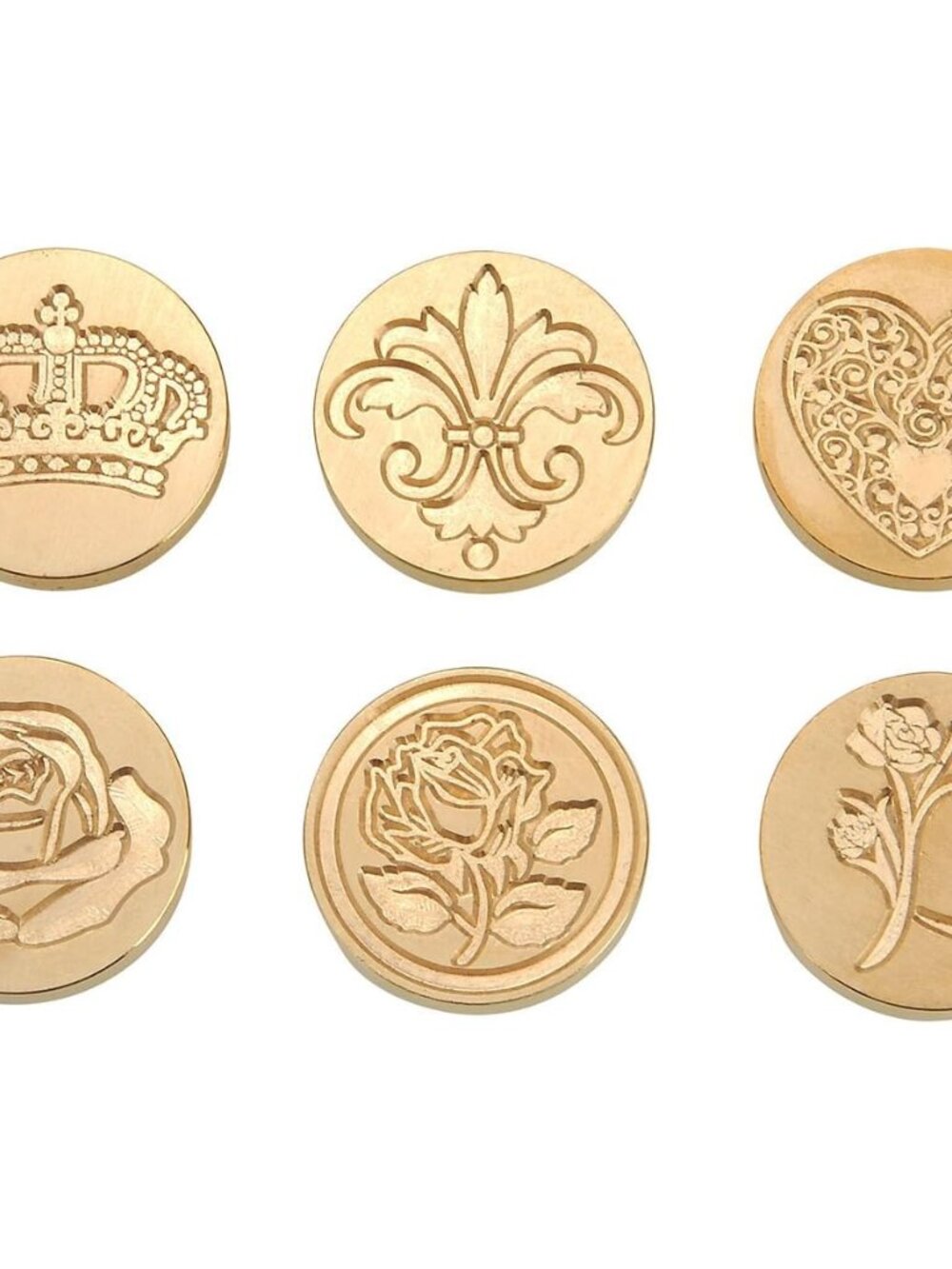 6 Pcs Wax Seal Stamp Set, Romantic Rose Heart Flower Crown Sealing Wax Stamps Ki - Picture 4 of 6
